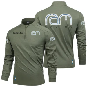 RAM Racing Long Sleeve Shirt, Stand Collar Quarter Zip-up Custom Name HIDI040425Y49LMT05RAR