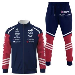 Alpine F1 Team Racing Long Sleeve Shirt Full Zip x Long Pants Set All Over Print, Sports Style Custom Name HIDI010425Y53S16JKAF1