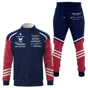 Aston Martin Racing Long Sleeve Shirt Full Zip x Long Pants Set All Over Print, Sports Style Custom Name HIDI010425Y53S16JKAMR