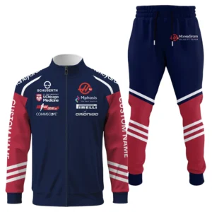 MoneyGram Haas F1 Team Racing Long Sleeve Shirt Full Zip x Long Pants Set All Over Print, Sports Style Custom Name HIDI020425Y53S16JKMGH