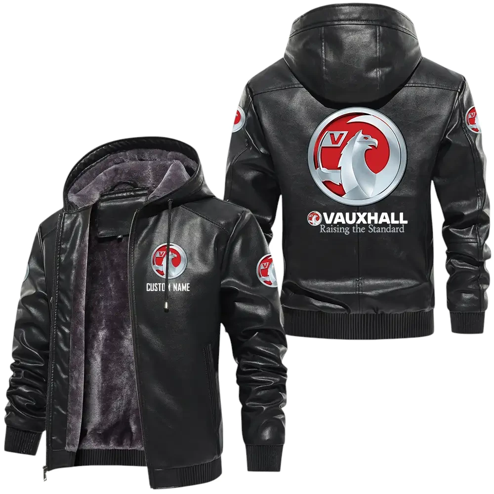 Vauxhall PU Leather Hooded Jacket, Mens Durable Windproof Keep Warm Soft Velvet Lined Jacket, Custom Name HG060325Y24LJH1VLL