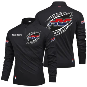 HRC Honda Racing Long Sleeve Shirt, Stand Collar Quarter Zip-up Custom Name HIDI140525Y49LMT05HRC