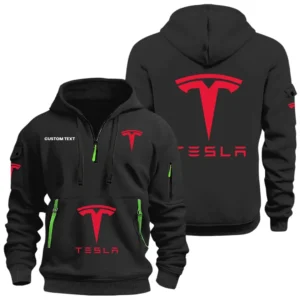 Tesla Half Zip Hoodie Sports Hooded Multi-Pocket Custom Name HIDI040325Y25QZ2HTES