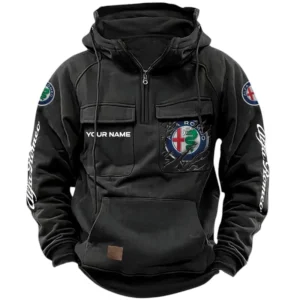 Alfa Romeo Quarter Zip Hoodie, Sports Hoodie Multi-Pockets, Custom Name HG020525Y41HJRCT1ALR