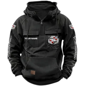 Cadillac Quarter Zip Hoodie, Sports Hoodie Multi-Pockets, Custom Name HG070525Y41HJRCT1CAR