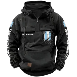 De Tomaso Quarter Zip Hoodie, Sports Hoodie Multi-Pockets, Custom Name HG070525Y41HJRCT1DTO
