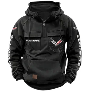 Corvette Quarter Zip Hoodie, Sports Hoodie Multi-Pockets, Custom Name HG070525Y41HJRCT3COR