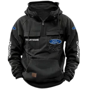 Ford Quarter Zip Hoodie, Sports Hoodie Multi-Pockets, Custom Name HG100525Y41HJRCT1FOR