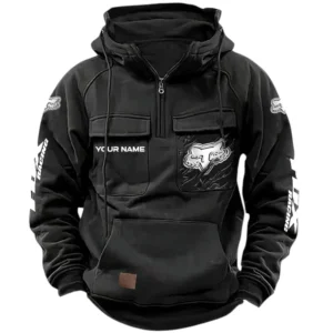 Fox Racing Quarter Zip Hoodie, Sports Hoodie Multi-Pockets, Custom Name HG100525Y41HJRCT1FOX