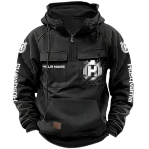 Husqvarna Quarter Zip Hoodie, Sports Hoodie Multi-Pockets, Custom Name HG100525Y41HJRCT1HUM