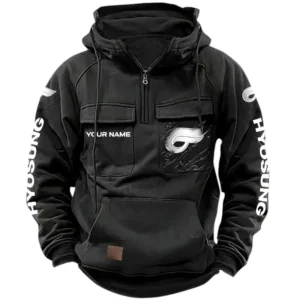 Hyosung Quarter Zip Hoodie, Sports Hoodie Multi-Pockets, Custom Name HG100525Y41HJRCT1HYO
