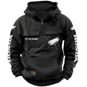 Honda Motors Quarter Zip Hoodie, Sports Hoodie Multi-Pockets, Custom Name HG100525Y41HJRCT3HON