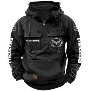 Mazda Quarter Zip Hoodie, Sports Hoodie Multi-Pockets, Custom Name HG140525Y41HJRCT1MAZ