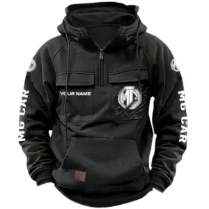 MG Cars Quarter Zip Hoodie, Sports Hoodie Multi-Pockets, Custom Name HG160525Y41HJRCT1MGC