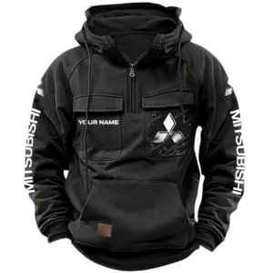 Mitsubishi Quarter Zip Hoodie, Sports Hoodie Multi-Pockets, Custom Name HG160525Y41HJRCT1MIT