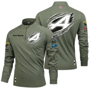 Alpine F1 Team Racing Long Sleeve Shirt, Stand Collar Quarter Zip-up Custom Name HIDI080525Y49LMT05AF1