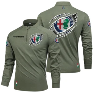 Alfa Romeo Long Sleeve Shirt, Stand Collar Quarter Zip-up Custom Name HIDI080525Y49LMT05ALR