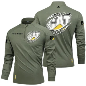 Caterpillar Long Sleeve Shirt, Stand Collar Quarter Zip-up Custom Name HIDI080525Y49LMT05CAT