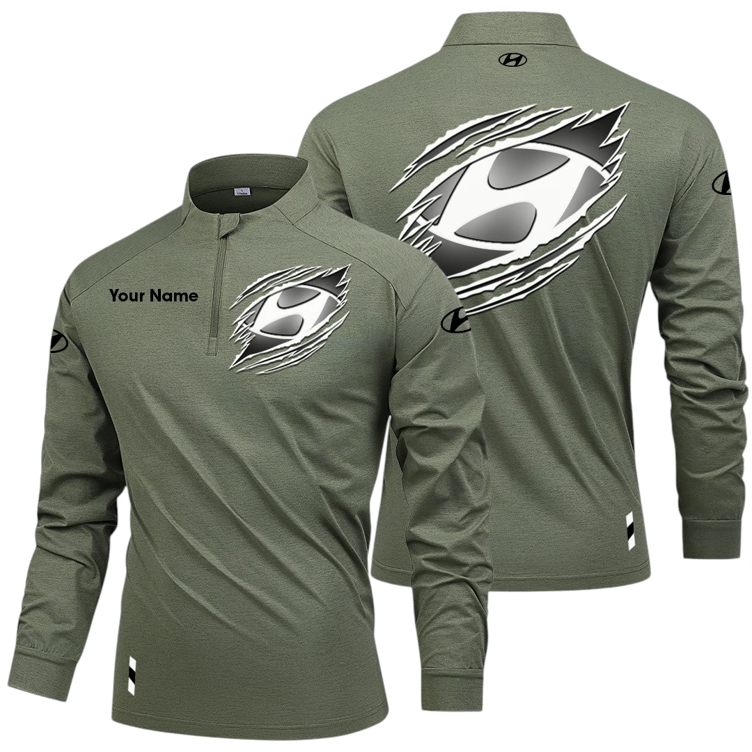 Hyundai Long Sleeve Shirt, Stand Collar Quarter Zip-up Custom Name HIDI090525Y49LMT05HYU Hyundai Long Sleeve Shirt, Stand Collar Quarter Zip-up Custom Name HIDI090525Y49LMT05HYU