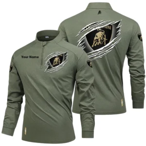 Lamborghini Long Sleeve Shirt, Stand Collar Quarter Zip-up Custom Name HIDI090525Y49LMT05LAM