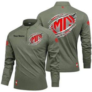 MG Cars Long Sleeve Shirt, Stand Collar Quarter Zip-up Custom Name HIDI100525Y49LMT05MGC