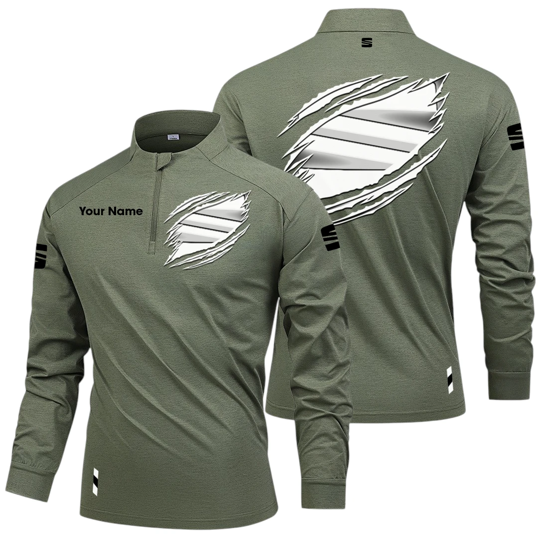 SEAT Long Sleeve Shirt, Stand Collar Quarter Zip-up Custom Name HIDI100525Y49LMT05SEA SEAT Long Sleeve Shirt, Stand Collar Quarter Zip-up Custom Name HIDI100525Y49LMT05SEA
