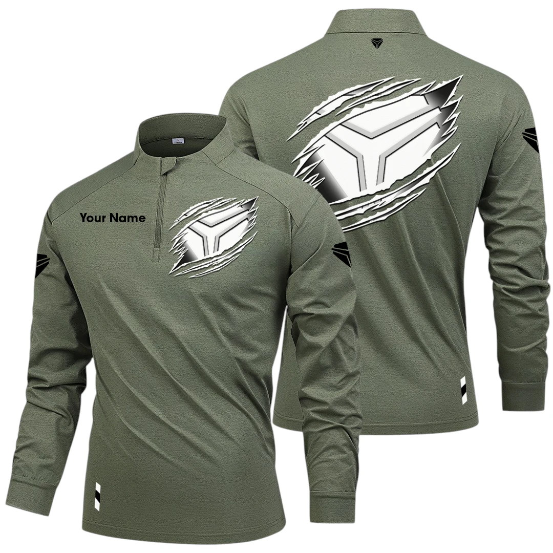 Slingshot Long Sleeve Shirt, Stand Collar Quarter Zip-up Custom Name HIDI100525Y49LMT05SLS Slingshot Long Sleeve Shirt, Stand Collar Quarter Zip-up Custom Name HIDI100525Y49LMT05SLS