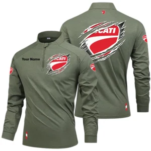 Ducati Motor Holding Long Sleeve Shirt, Stand Collar Quarter Zip-up Custom Name HIDI130525Y49LMT05DMH