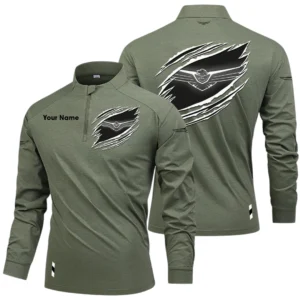 Honda Gold Wing Long Sleeve Shirt, Stand Collar Quarter Zip-up Custom Name HIDI130525Y49LMT05HGW
