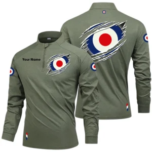 Lambretta Long Sleeve Shirt, Stand Collar Quarter Zip-up Custom Name HIDI130525Y49LMT05LBA