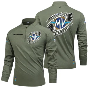 MV Agusta Long Sleeve Shirt, Stand Collar Quarter Zip-up Custom Name HIDI130525Y49LMT05MVA