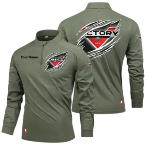 Victory Motorcycles Long Sleeve Shirt, Stand Collar Quarter Zip-up Custom Name HIDI130525Y49LMT05VIM