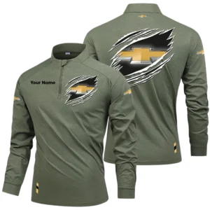 Chevrolet Motorsports Long Sleeve Shirt, Stand Collar Quarter Zip-up Custom Name HIDI150525Y49LMT05CHR