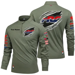 HRC Honda Racing Long Sleeve Shirt, Stand Collar Quarter Zip-up Custom Name HIDI140525Y49LMT05HRC2