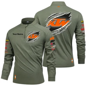 Red Bull KTM Factory Racing Long Sleeve Shirt, Stand Collar Quarter Zip-up Custom Name HIDI140525Y49LMT05KTM2