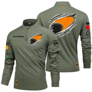 McLaren Racing Limited Long Sleeve Shirt, Stand Collar Quarter Zip-up Custom Name HIDI140525Y49LMT05MRL2