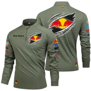 Oracle Red Bull Racing Long Sleeve Shirt, Stand Collar Quarter Zip-up Custom Name HIDI140525Y49LMT05ORR2