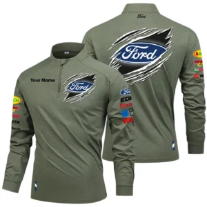 Ford Performance Racing Long Sleeve Shirt, Stand Collar Quarter Zip-up Custom Name HIDI150525Y49LMT05FOP2