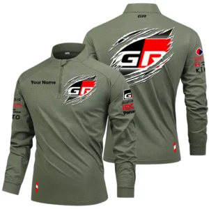 Toyota Gazoo Racing Long Sleeve Shirt, Stand Collar Quarter Zip-up Custom Name HIDI150525Y49LMT05TGR2