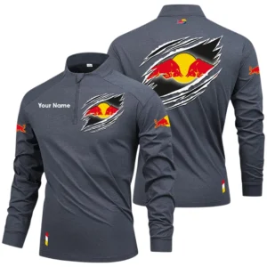 Oracle Red Bull Racing Long Sleeve Shirt, Stand Collar Quarter Zip-up Custom Name HIDI140525Y49LMT05ORR