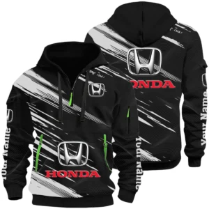 Honda Half Zip Hoodie All Over Prints, Multi-Pockets Custom Name HIHI060625Y26QZ3HHON