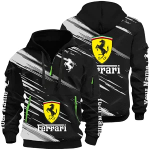 Ferrari Half Zip Hoodie All Over Prints, Multi-Pockets Custom Name HIHI140625Y26QZ3HFER