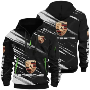 Porsche Half Zip Hoodie All Over Prints, Multi-Pockets Custom Name HIHI140625Y26QZ3HPOR