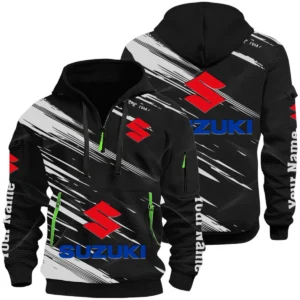 Suzuki Half Zip Hoodie All Over Prints, Multi-Pockets Custom Name HIHI140625Y26QZ3HSUZ