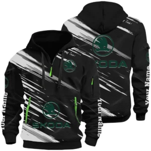 Skoda Half Zip Hoodie All Over Prints, Multi-Pockets Custom Name HIHI160625Y26QZ3HSKO
