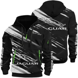 Jaguar Half Zip Hoodie All Over Prints, Multi-Pockets Custom Name HIHI180625Y26QZ3HJAG