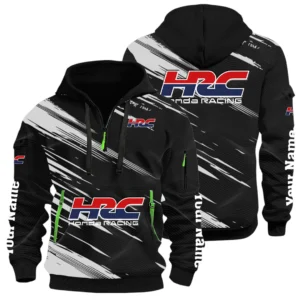 HRC Honda Racing Half Zip Hoodie All Over Prints, Multi-Pockets Custom Name HIHI240625Y26QZ3HHRC