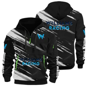 Williams Racing Half Zip Hoodie All Over Prints, Multi-Pockets Custom Name HIHI240625Y26QZ3HWIR