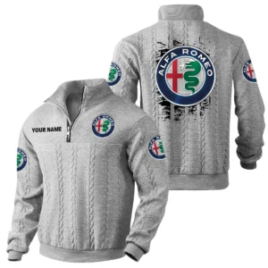 Alfa Romeo Quarter Zip Sweatshirt Stand Collar Gift For Fan Custom Name