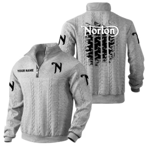 Norton Motorcycle Quarter Zip Sweatshirt Stand Collar Gift For Fan Custom Name